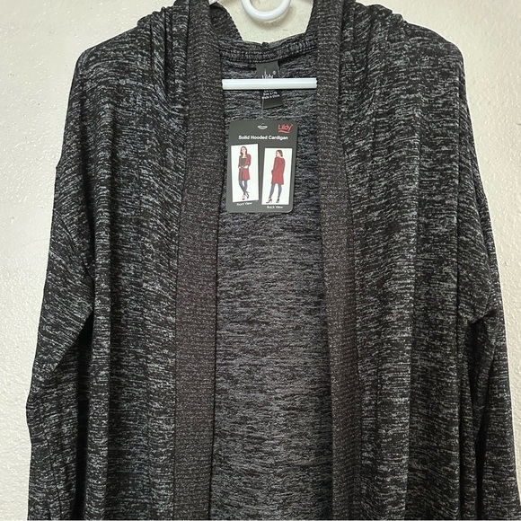 LILDY Open Front Solid Hoodie Cardigan Sweater L/XL Long Black & Gray Pockets - Picture 5 of 15